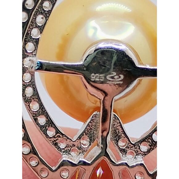 Golden South Sea Pearl and Citrine Sterling Silver Earrings - Picture 5 of 6